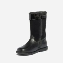 Botte Noire Bi Matière à Boucle Vernie -Caprices Chaussures Boutique WWWERM 10123810052 2