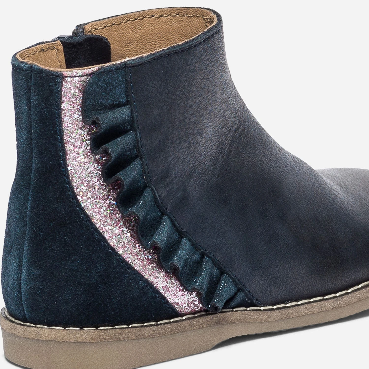 Boots Marine En Cuir à Volant 8 Boots Marine En Cuir à Volant – Image 6