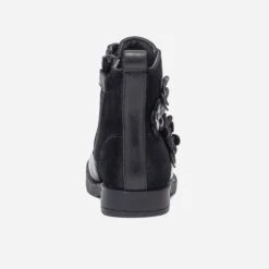 Bottine Noire Bi Matière Avec Décor Fleurs -Caprices Chaussures Boutique WWWERM 10123820085 3