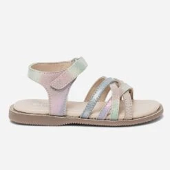 Sandale En Cuir Imprimé Arc-en-ciel