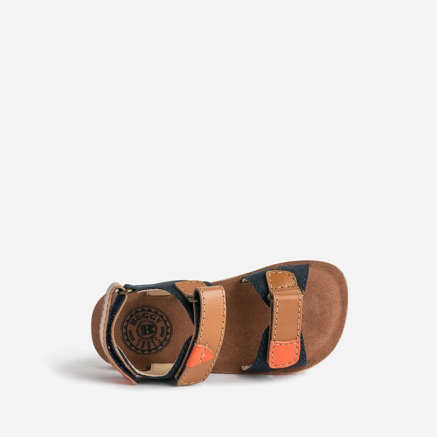 Sandale BUGGY Marine, Marron Et Orange En Cuir 7 Sandale BUGGY Marine, Marron Et Orange En Cuir – Image 5