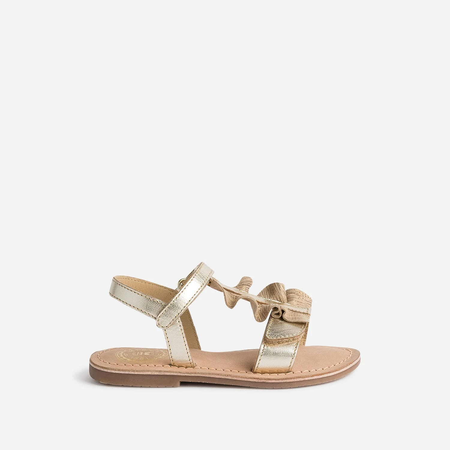 Sandale Dorée En Cuir Avec Volant 3 Sandale Dorée En Cuir Avec Volant