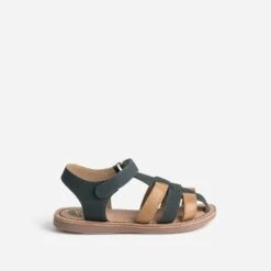 Sandale BUGGY Marine Et Marron En Cuir