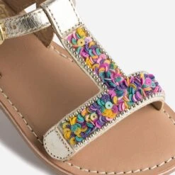 Sandale BUGGY Dorée En Cuir Brodé Sequins -Caprices Chaussures Boutique WWWERM 10123830026 5