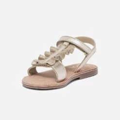 Sandale Dorée En Cuir à Plastron Volanté -Caprices Chaussures Boutique WWWERM 10123830112 2