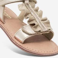 Sandale Dorée En Cuir à Plastron Volanté -Caprices Chaussures Boutique WWWERM 10123830112 4