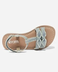 Sandale Bleu Et Argent En Cuir Velours Avec Nœuds -Caprices Chaussures Boutique WWWERM 10123830190 3