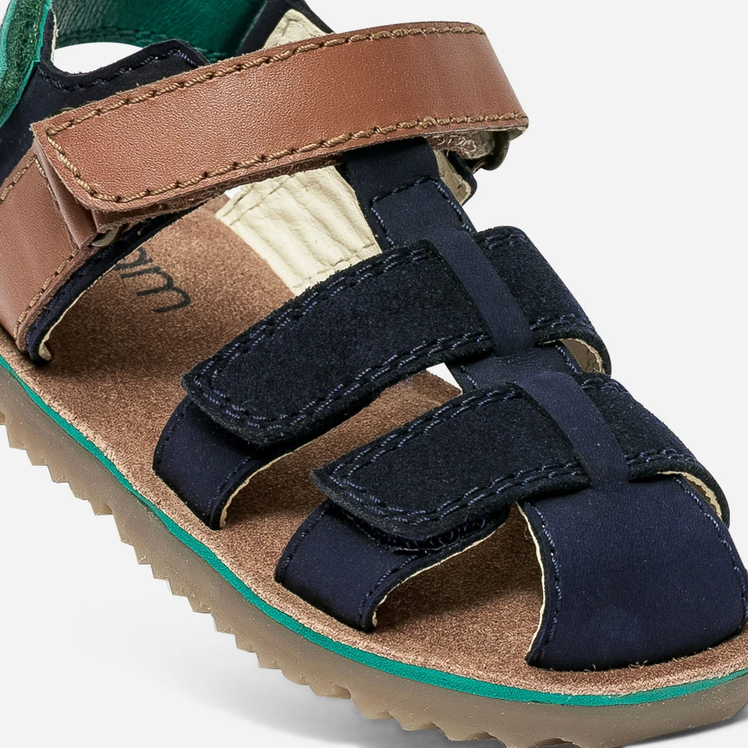 Sandale Marine, Camel Et Vert Bi Matière à Scratchs 7 Sandale Marine, Camel Et Vert Bi Matière à Scratchs – Image 5