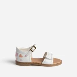 Sandale BUGGY Blanche Broderies Cœurs
