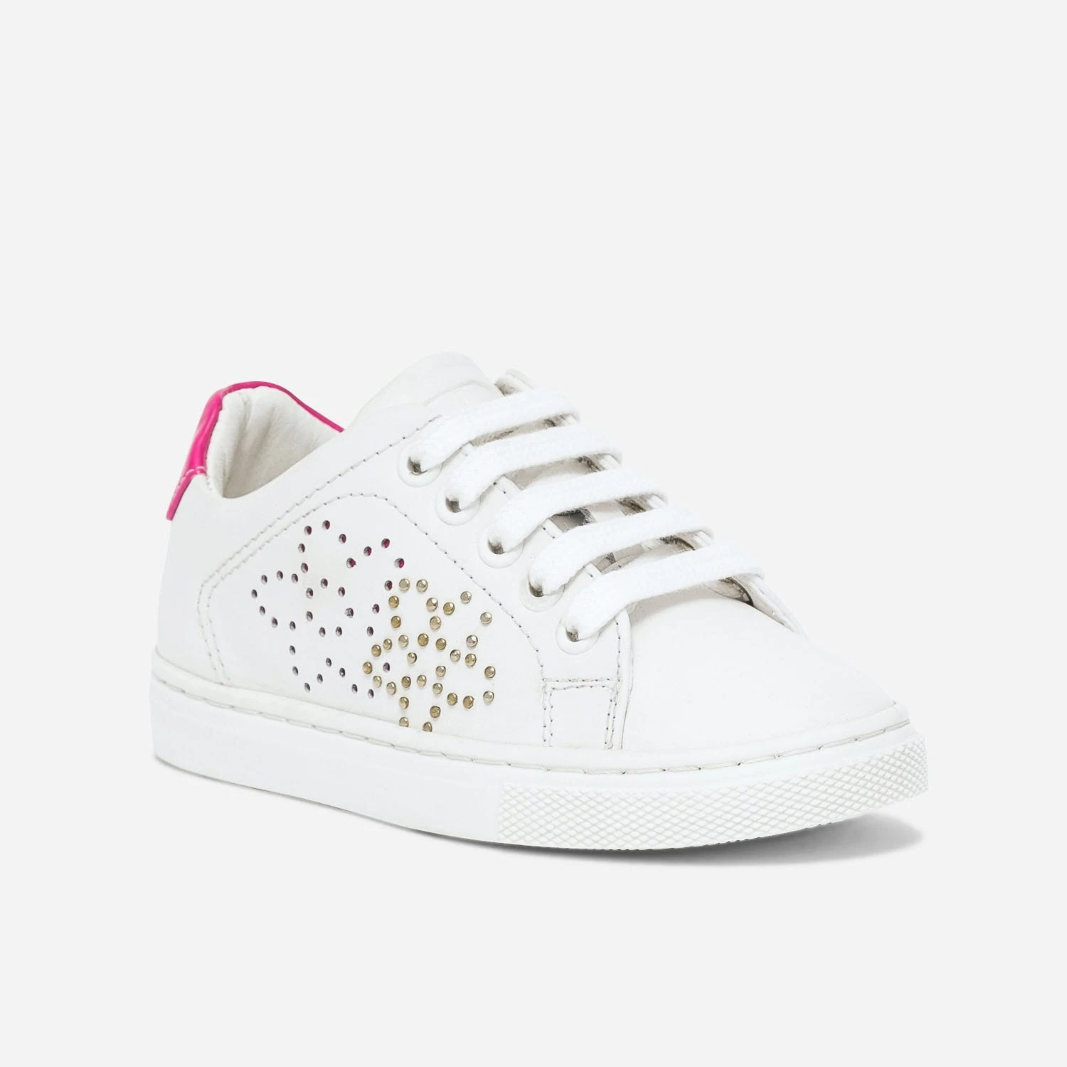 Tennis BUGGY Blanche En Cuir à Contrefort Rose Fluo Verni 4 Tennis BUGGY Blanche En Cuir à Contrefort Rose Fluo Verni – Image 2