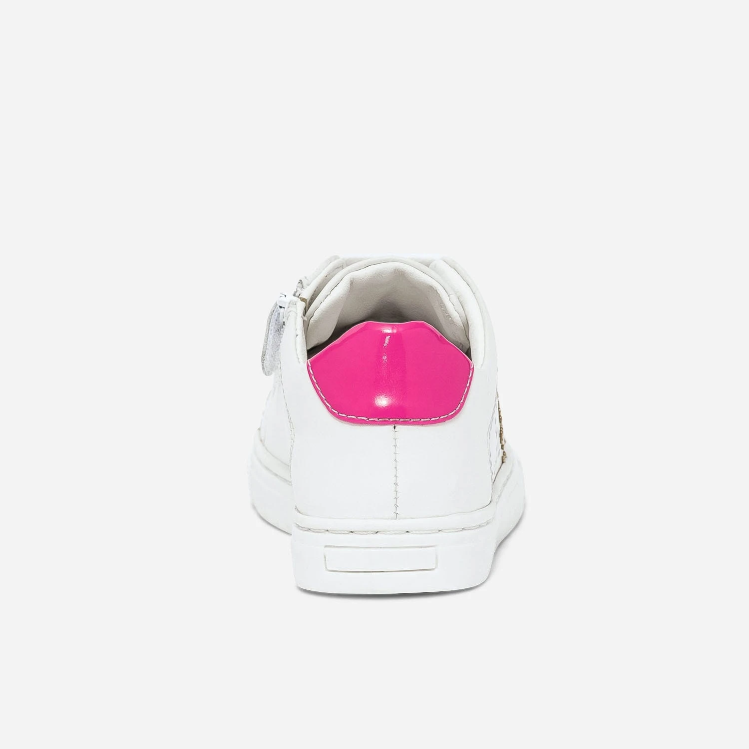 Tennis BUGGY Blanche En Cuir à Contrefort Rose Fluo Verni 6 Tennis BUGGY Blanche En Cuir à Contrefort Rose Fluo Verni – Image 4