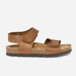 Sandale Anatomique Marron En Cuir à Scratchs