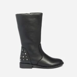 Botte Noire En Cuir à Clous