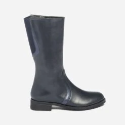 Botte Marine En Cuir Avec Détails Métallisés