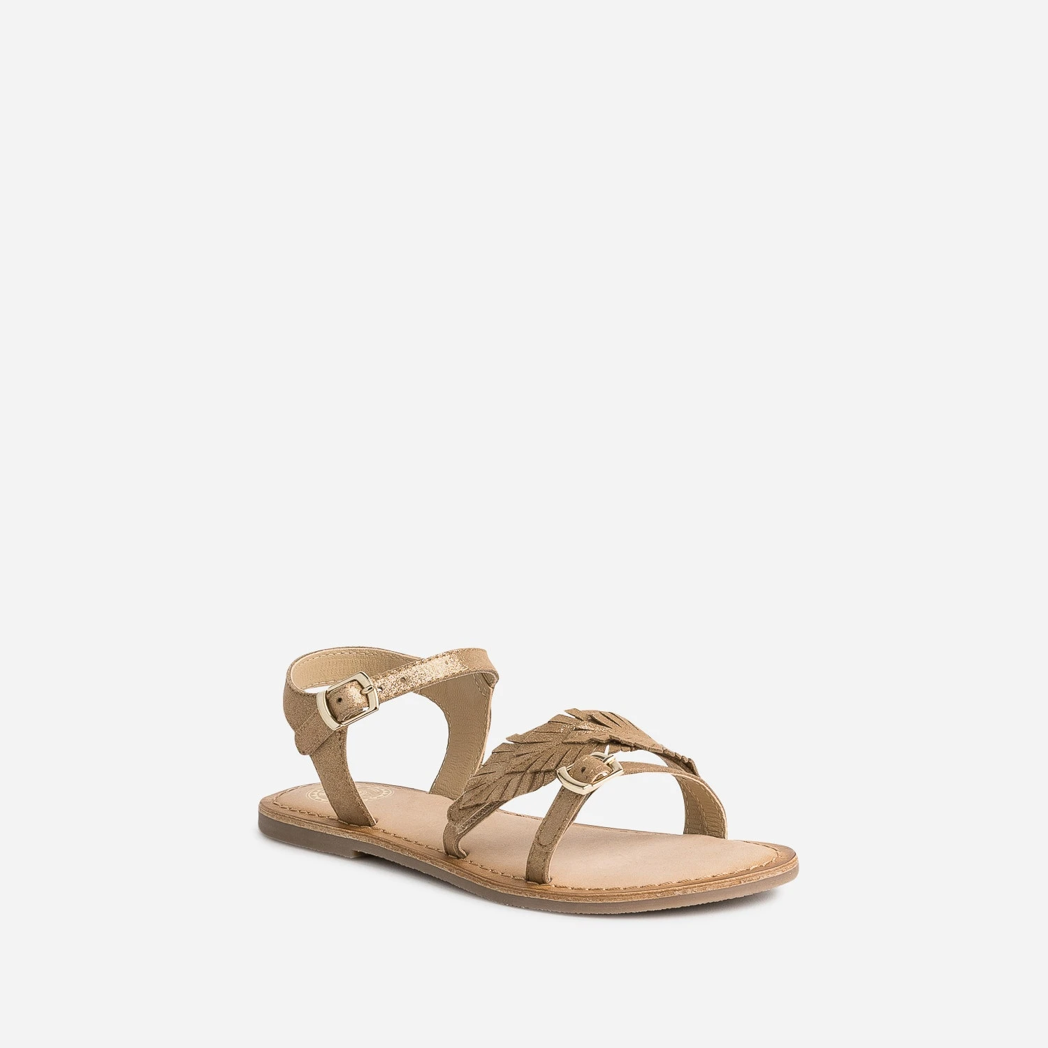 Sandale BUGGY Marron En Cuir Velours Avec Plumes 4 Sandale BUGGY Marron En Cuir Velours Avec Plumes – Image 2