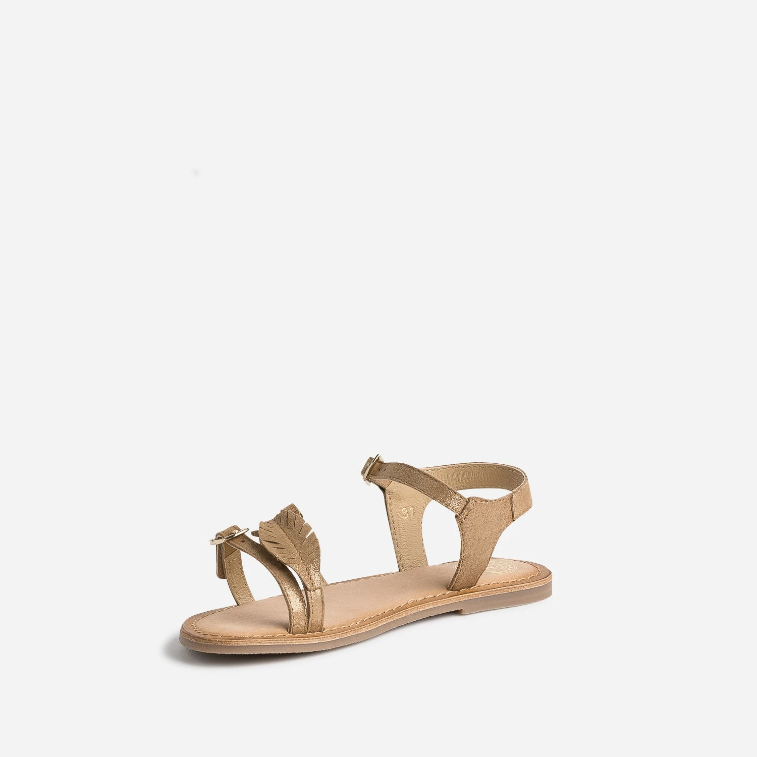 Sandale BUGGY Marron En Cuir Velours Avec Plumes 5 Sandale BUGGY Marron En Cuir Velours Avec Plumes – Image 3