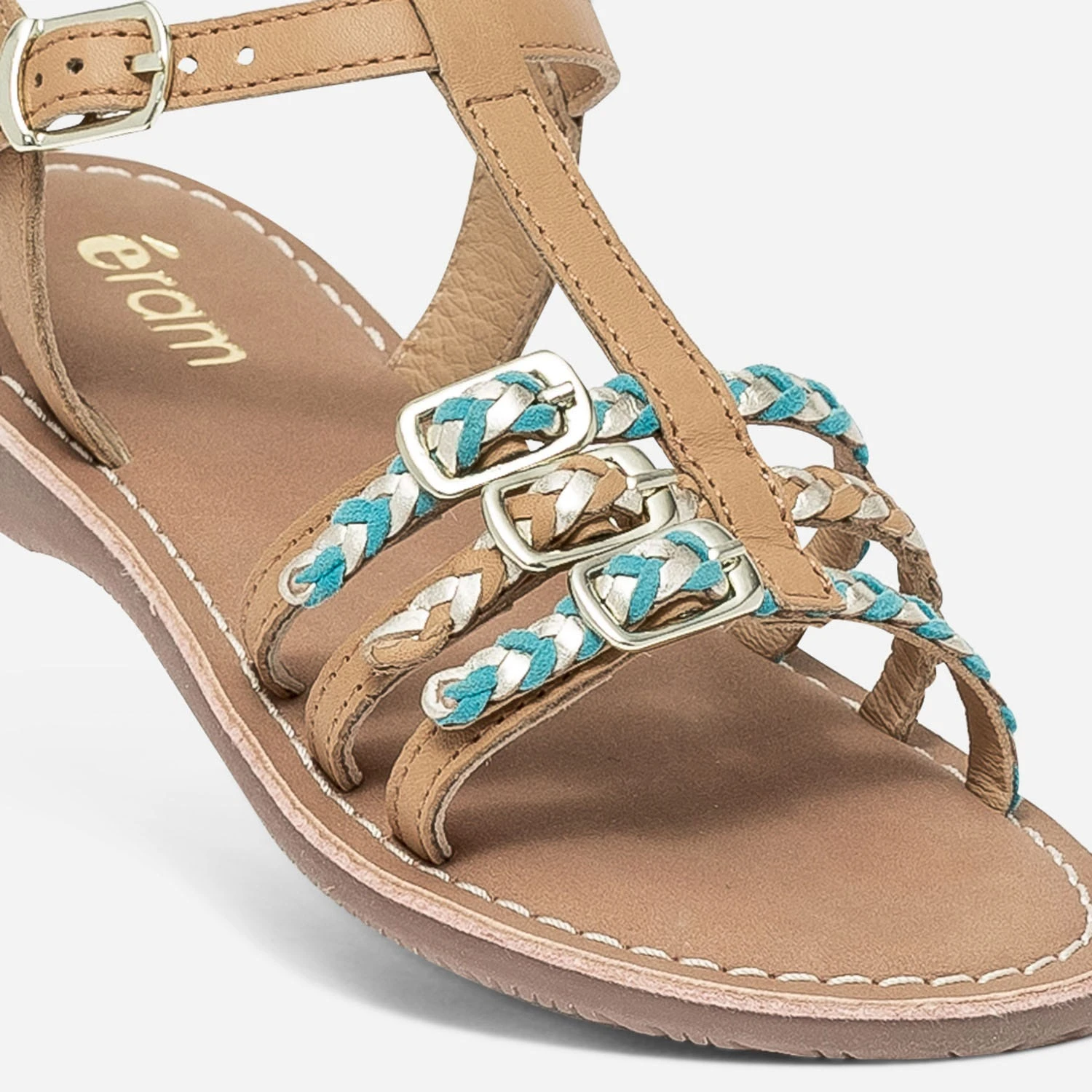 Sandale Camel En Cuir à Brides Tressées 7 Sandale Camel En Cuir à Brides Tressées – Image 5