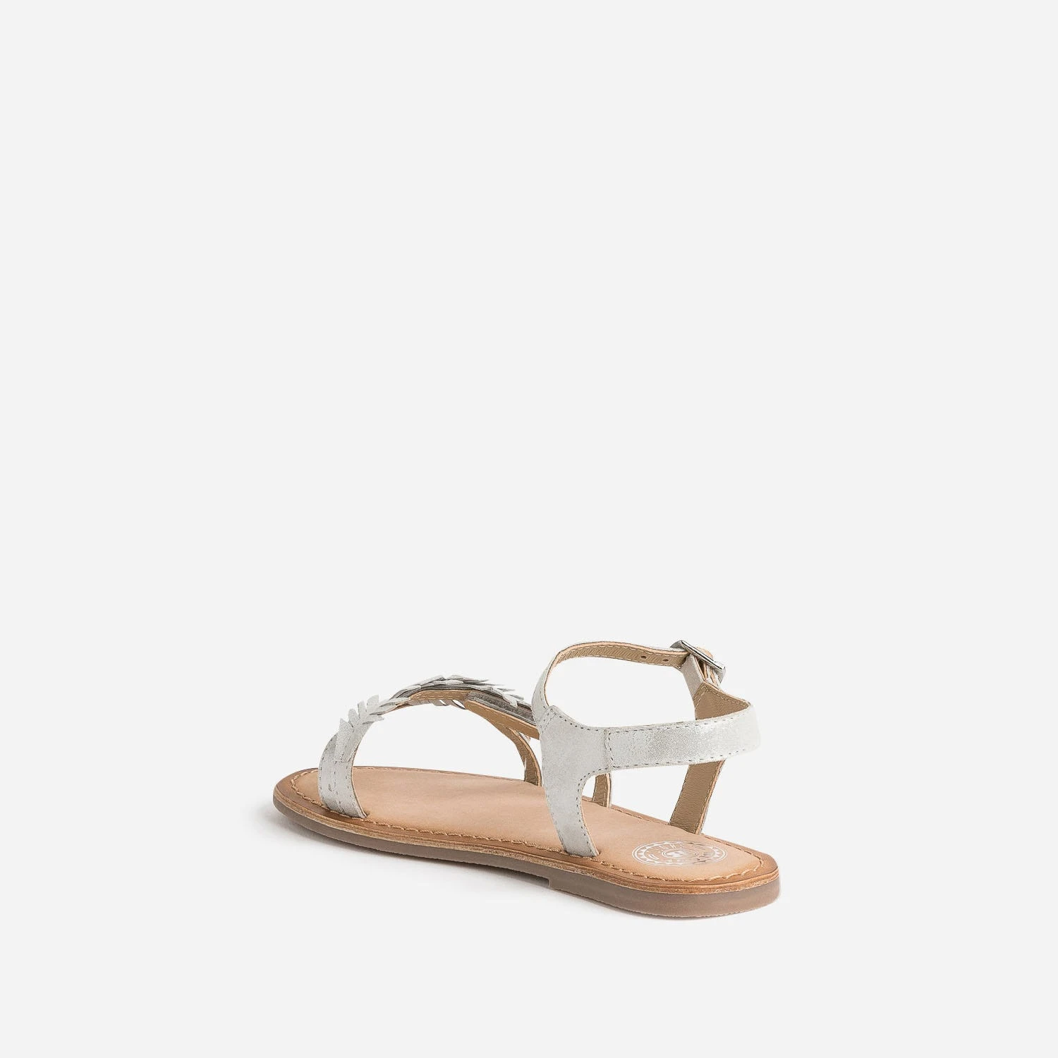 Sandale BUGGY Argentée En Cuir Velours Avec Plumes 6 Sandale BUGGY Argentée En Cuir Velours Avec Plumes – Image 4