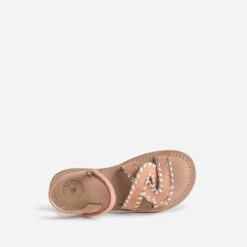 Sandale BUGGY Saumon Et Dorée En Cuir Velours -Caprices Chaussures Boutique WWWERM 10143830040 4
