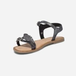 Sandale Noire En Cuir Métallisé à Feuilles -Caprices Chaussures Boutique WWWERM 10143830159 2