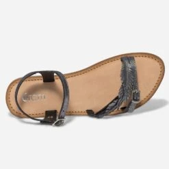 Sandale Noire En Cuir Métallisé à Feuilles -Caprices Chaussures Boutique WWWERM 10143830159 3