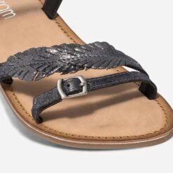 Sandale Noire En Cuir Métallisé à Feuilles -Caprices Chaussures Boutique WWWERM 10143830159 4