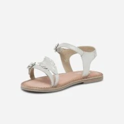 Sandale Argentée En Cuir Irisé à Feuilles -Caprices Chaussures Boutique WWWERM 10143830198 2