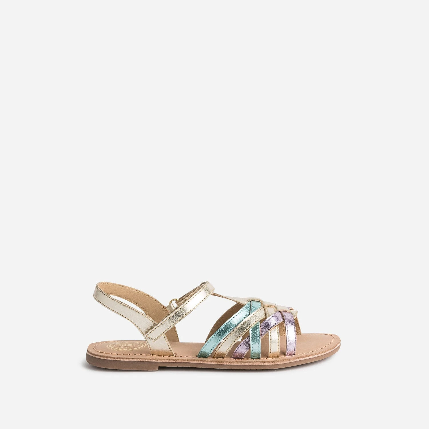 Sandale BUGGY Dorée, Verte Et Parme En Cuir Métallisé 3 Sandale BUGGY Dorée, Verte Et Parme En Cuir Métallisé