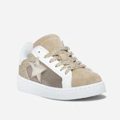 Tennis BUGGY Or, Beige, Blanche à étoile -Caprices Chaussures Boutique WWWERM 10144320073 1