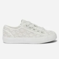 Tennis BUGGY Blanche En Toile Brodée Fleurs -Caprices Chaussures Boutique WWWERM 10144330029 1