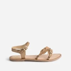 Sandale BUGGY Marron En Cuir Velours Avec Plumes