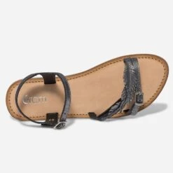 Sandale Noire En Cuir Métallisé Avec Feuilles 10 Sandale Noire En Cuir Métallisé Avec Feuilles -Caprices Chaussures Boutique WWWERM 10163830060 3