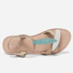 Sandale Camel En Cuir à Feuilles Pailletées -Caprices Chaussures Boutique WWWERM 10163830077 3