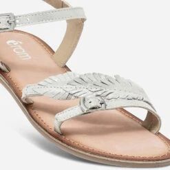 Sandale Argentée En Cuir Irisé Avec Feuilles -Caprices Chaussures Boutique WWWERM 10163830082 4