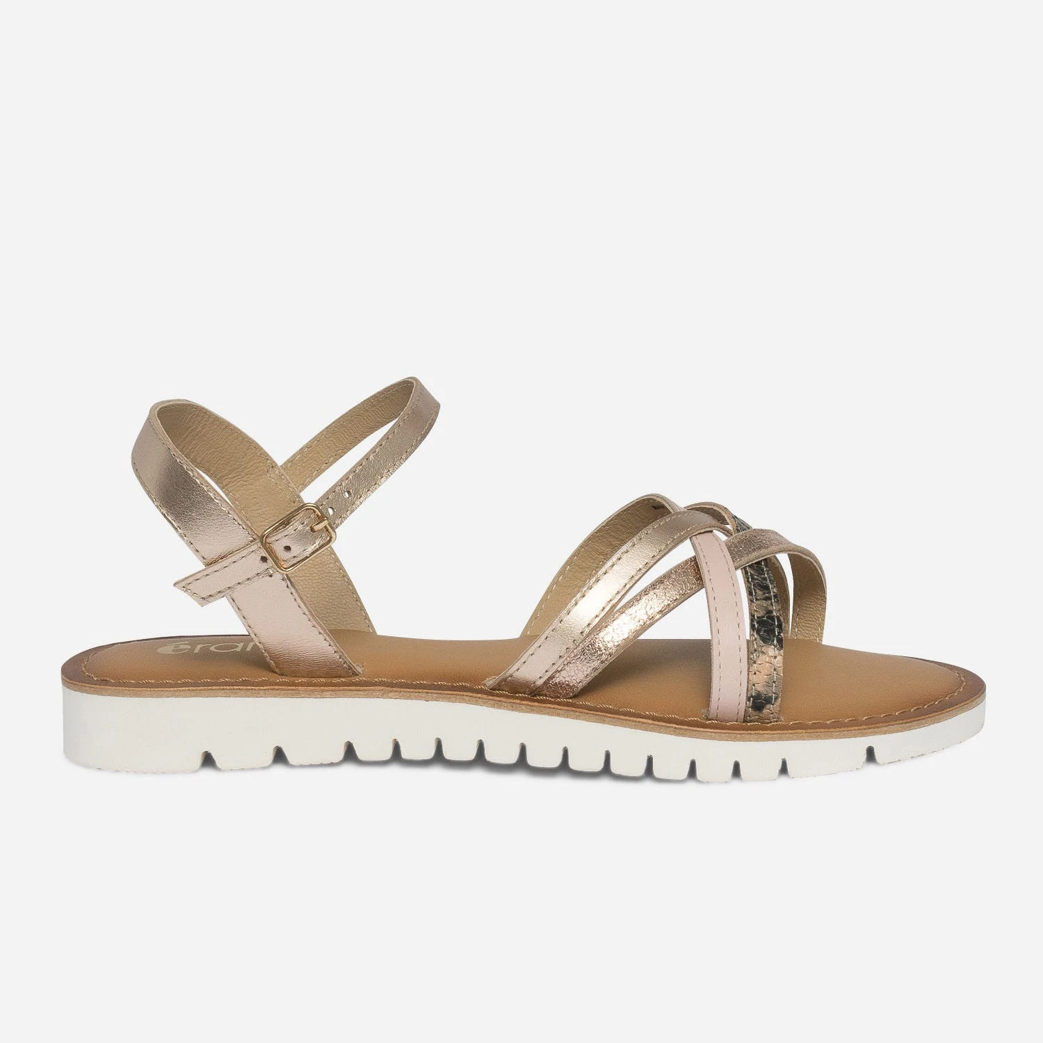 Sandale Rose Cuivré En Cuir Avec Semelle Crantée 3 Sandale Rose Cuivré En Cuir Avec Semelle Crantée