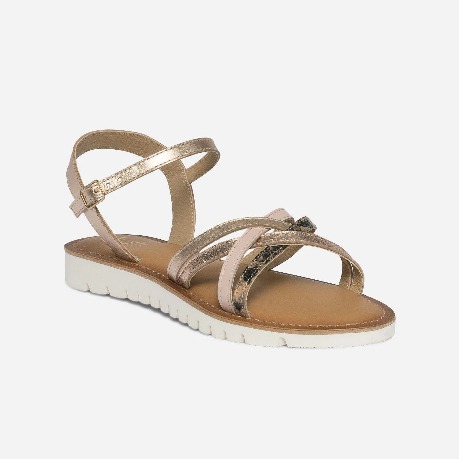 Sandale Rose Cuivré En Cuir Avec Semelle Crantée 4 Sandale Rose Cuivré En Cuir Avec Semelle Crantée – Image 2