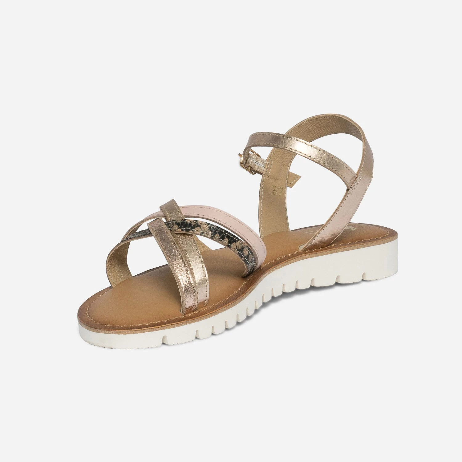 Sandale Rose Cuivré En Cuir Avec Semelle Crantée 5 Sandale Rose Cuivré En Cuir Avec Semelle Crantée – Image 3