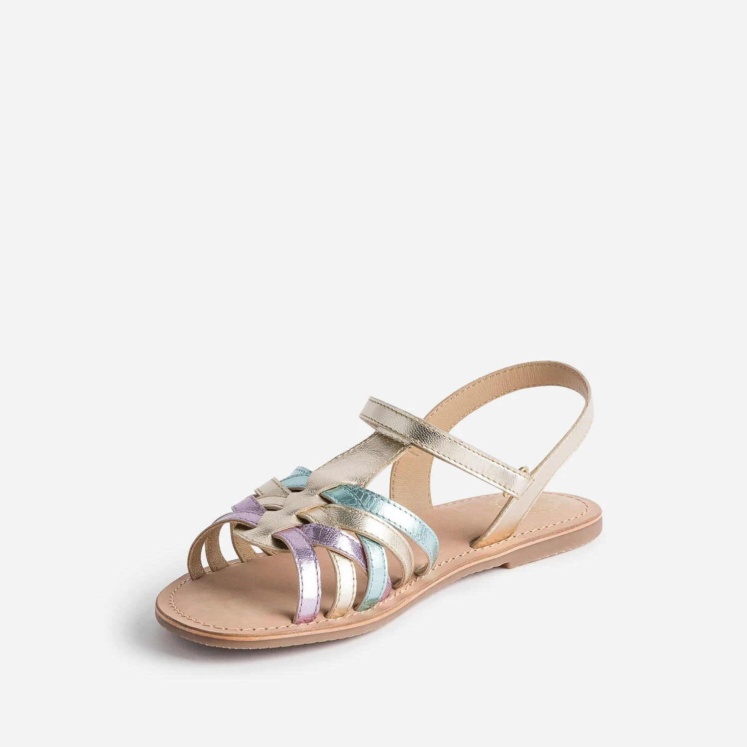 Sandale BUGGY Or, Parme, Turquoise Cuir Métallisé 5 Sandale BUGGY Or, Parme, Turquoise Cuir Métallisé – Image 3