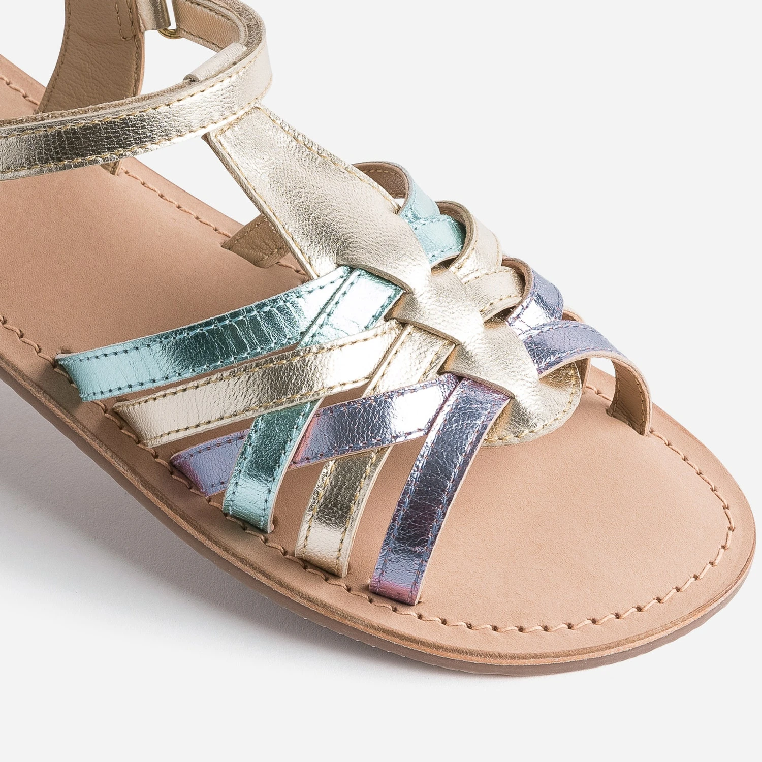 Sandale BUGGY Or, Parme, Turquoise Cuir Métallisé 8 Sandale BUGGY Or, Parme, Turquoise Cuir Métallisé – Image 6
