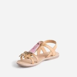 Sandale BUGGY Camel En Cuir Avec Pompons -Caprices Chaussures Boutique WWWERM 10163830089 4