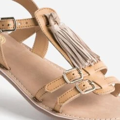 Sandale BUGGY Camel En Cuir Avec Pompons -Caprices Chaussures Boutique WWWERM 10163830089 7