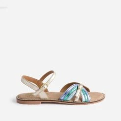 Sandale BUGGY Dorée En Cuir Avec 3 Brides Couleur