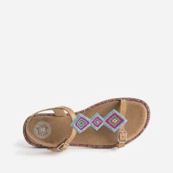 Sandale BUGGY Camel En Cuir Brodé Perles -Caprices Chaussures Boutique WWWERM 10163830091 4