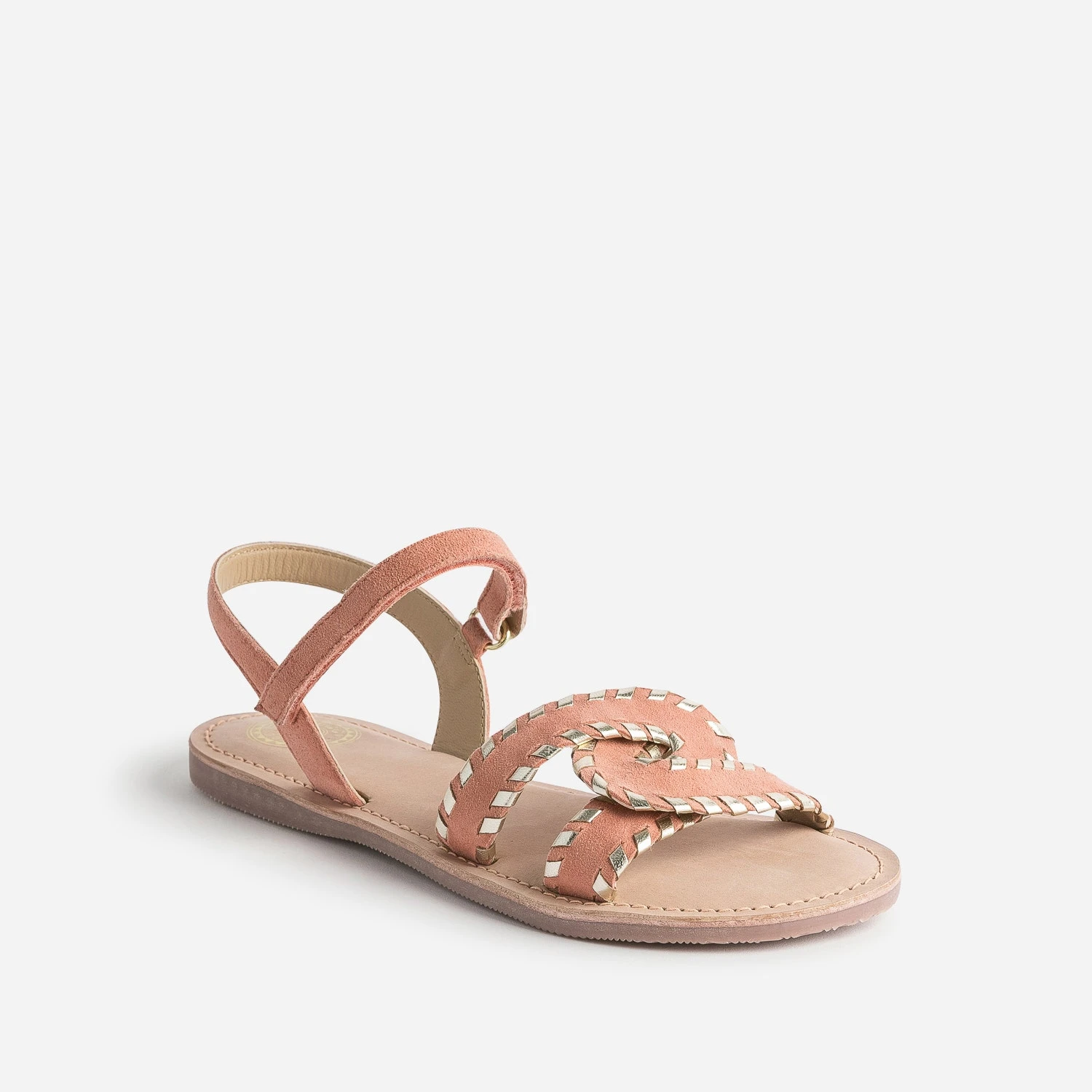 Sandale BUGGY Saumon Et Dorée En Cuir Velours 4 Sandale BUGGY Saumon Et Dorée En Cuir Velours – Image 2