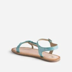 Sandale BUGGY Turquoise En Cuir Velours Avec Plumes -Caprices Chaussures Boutique WWWERM 10163830095 3