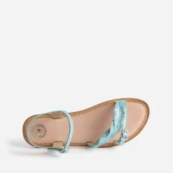Sandale BUGGY Turquoise En Cuir Velours Avec Plumes -Caprices Chaussures Boutique WWWERM 10163830095 4