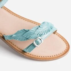 Sandale BUGGY Turquoise En Cuir Velours Avec Plumes -Caprices Chaussures Boutique WWWERM 10163830095 5