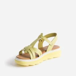 Sandale Compensée BUGGY Jaune En Cuir -Caprices Chaussures Boutique WWWERM 10163830096 2