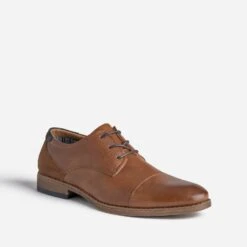 Derby Cognac En Cuir Embossé -Caprices Chaussures Boutique WWWERM 10271350044 1