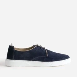 Derby Confort Marine En Cuir Velours